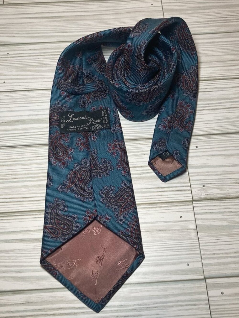 Leonardo Strelli Tie Rack 100% Silk Neck Tie Paisley Multi color Made in Italy - Picture 4 of 4